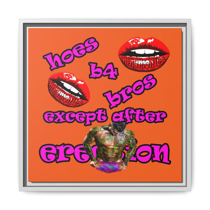 hoes b4 bros - framed canvas art (orange)