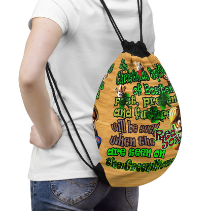 christmas spirits of boston - Drawstring Bag (butterscotch wood finish)