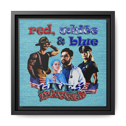 rw&b lives matter - framed canvas art (faded blue)