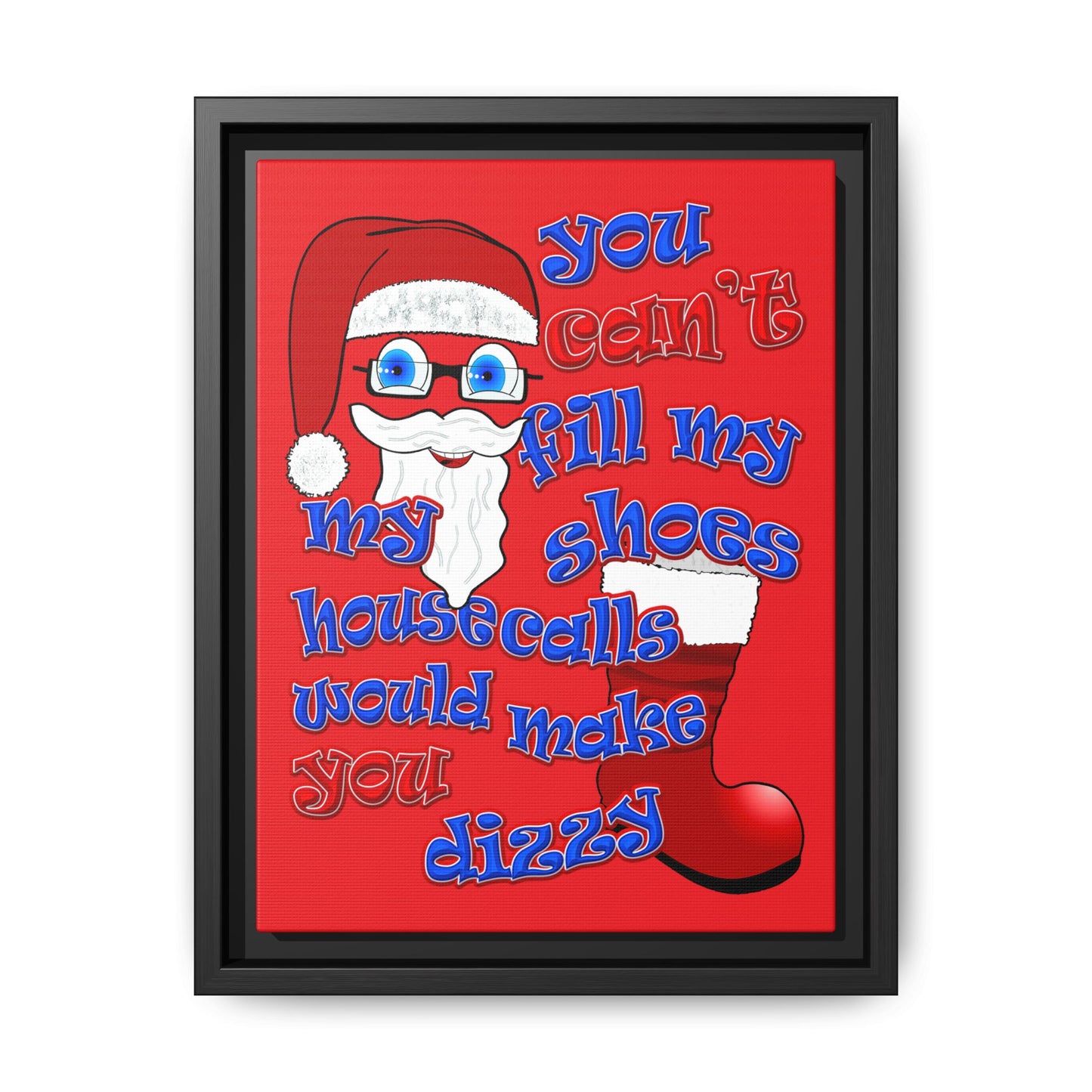 santa's shoes - framed canvas art (red)