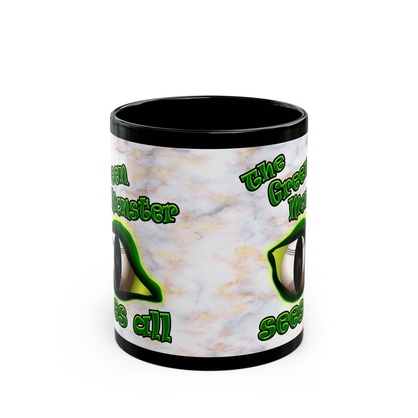 green monster - Black Mug (white marble)