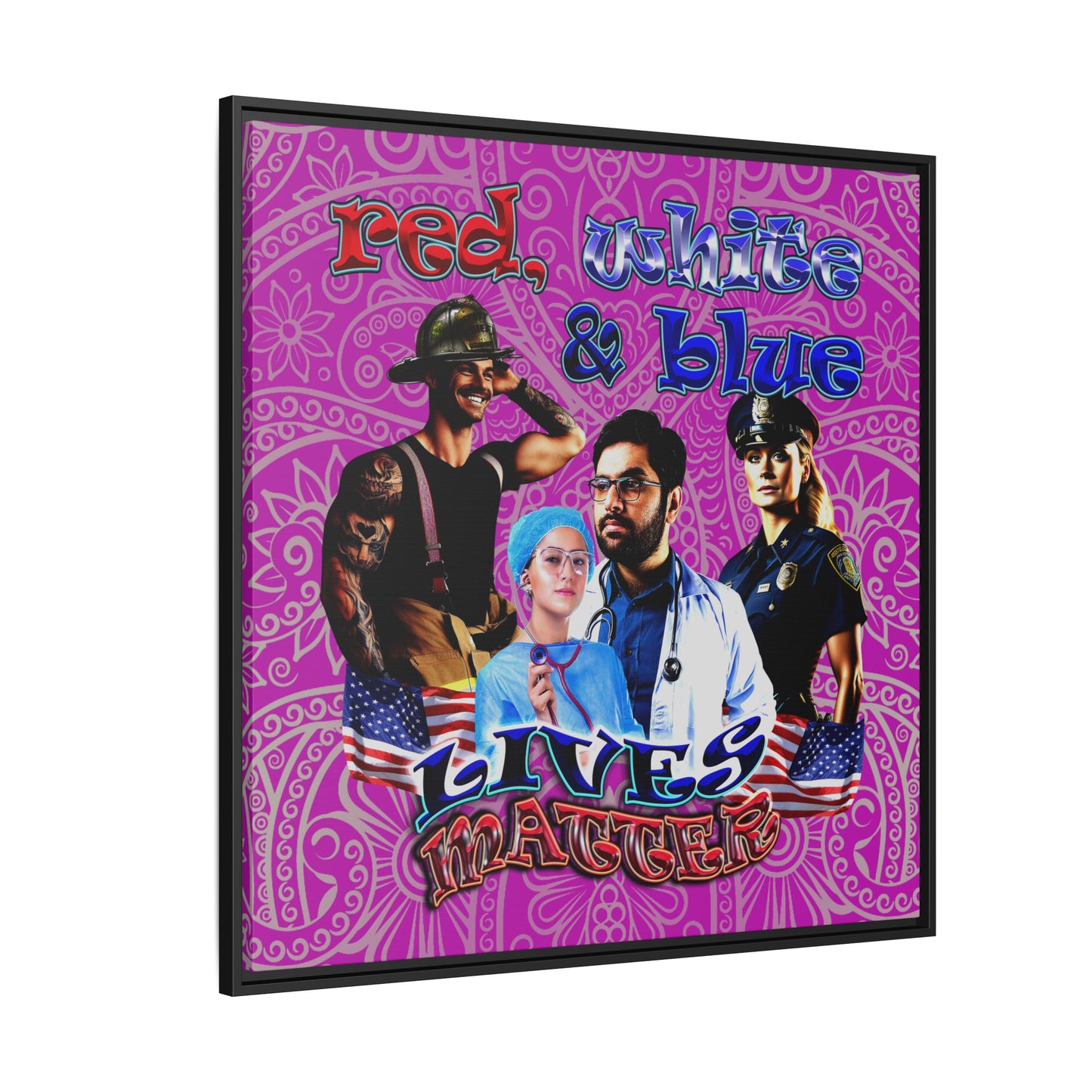 rw&b lives matter - framed canvas art (pink swirl)