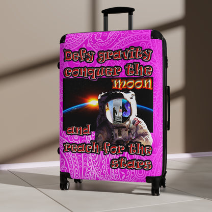 defy conquer reach - Suitcase (pink swirl)