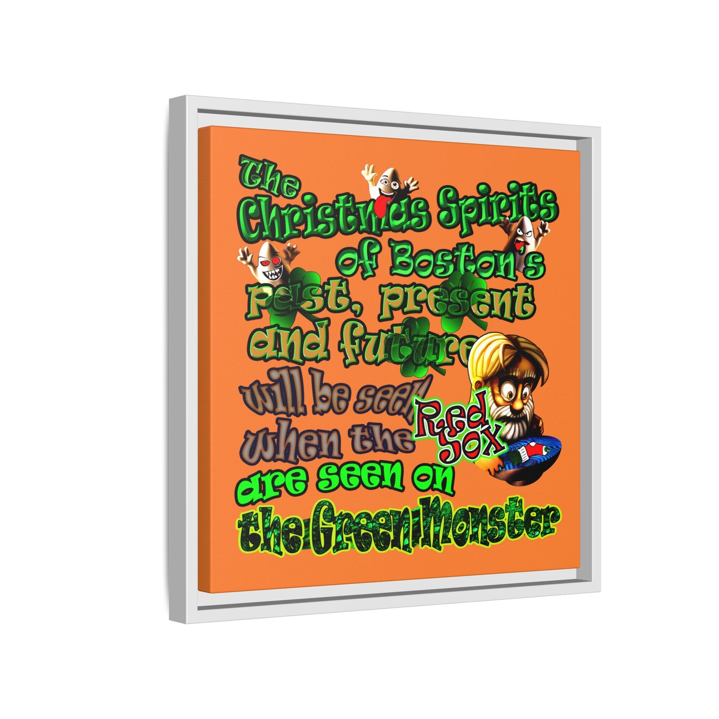 christmas spirits of boston - framed canvas art (crusta)