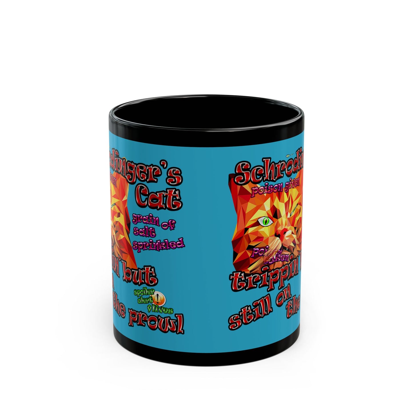 schrodinger's cat - Black Mug (turquoise)