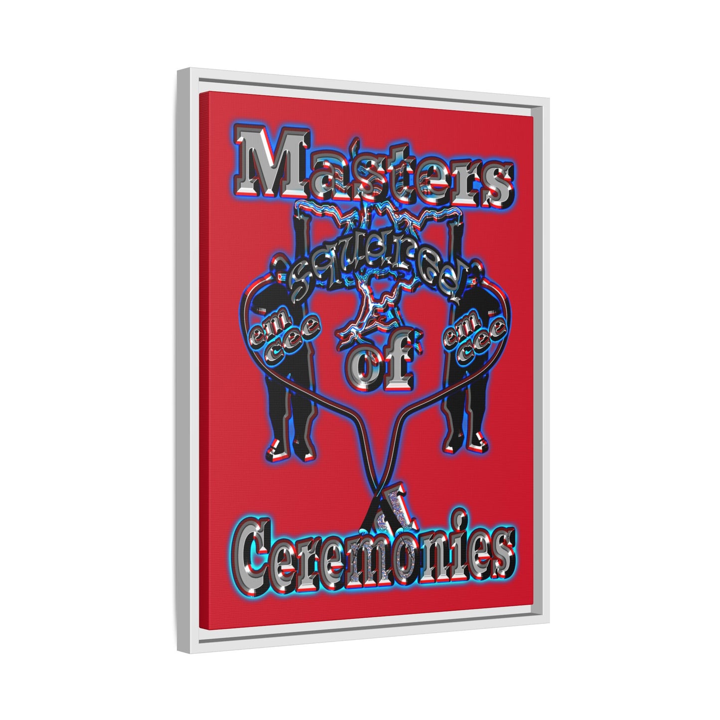 em cee squared - framed canvas art (dark red)