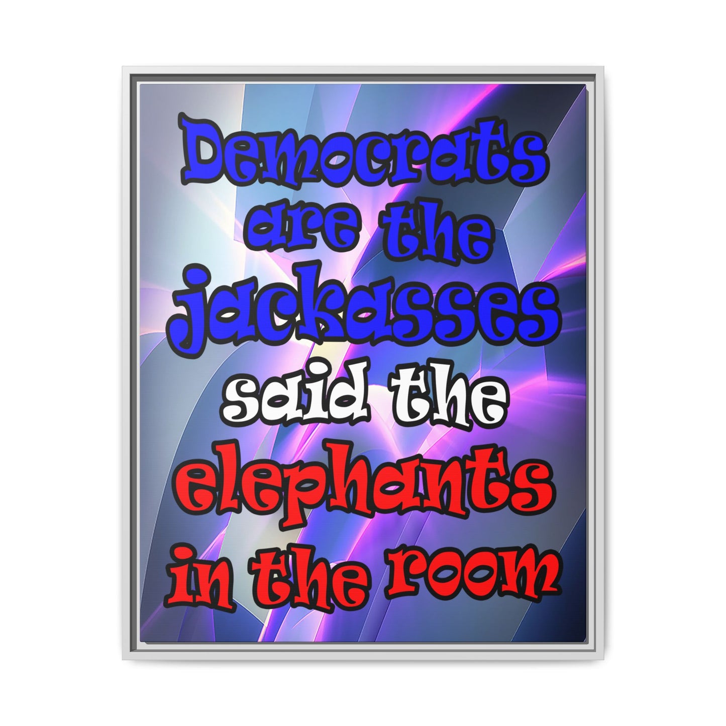 donkeys and elephants - framed canvas art (grey-pink wave)