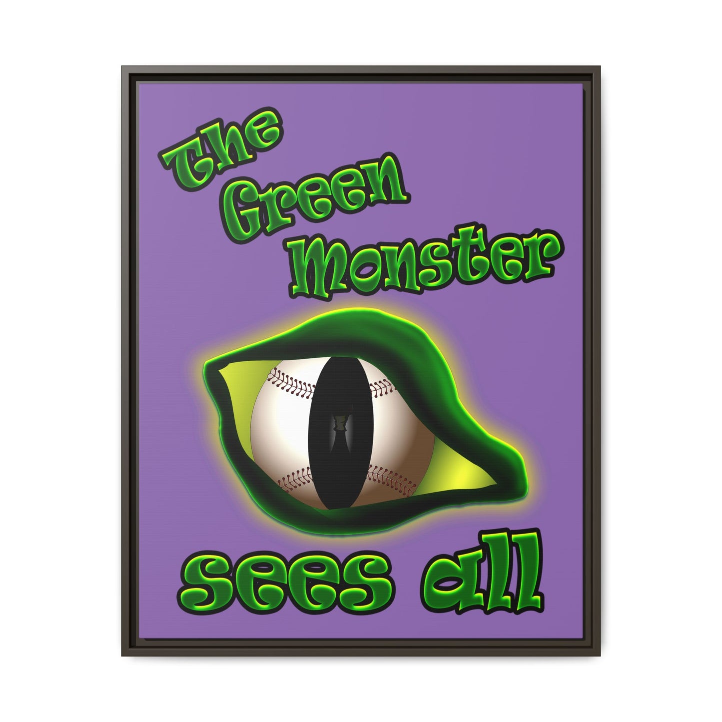 green monster - framed canvas art (light purple)