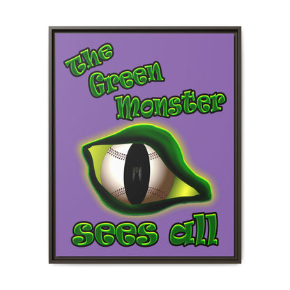 green monster - framed canvas art (light purple)