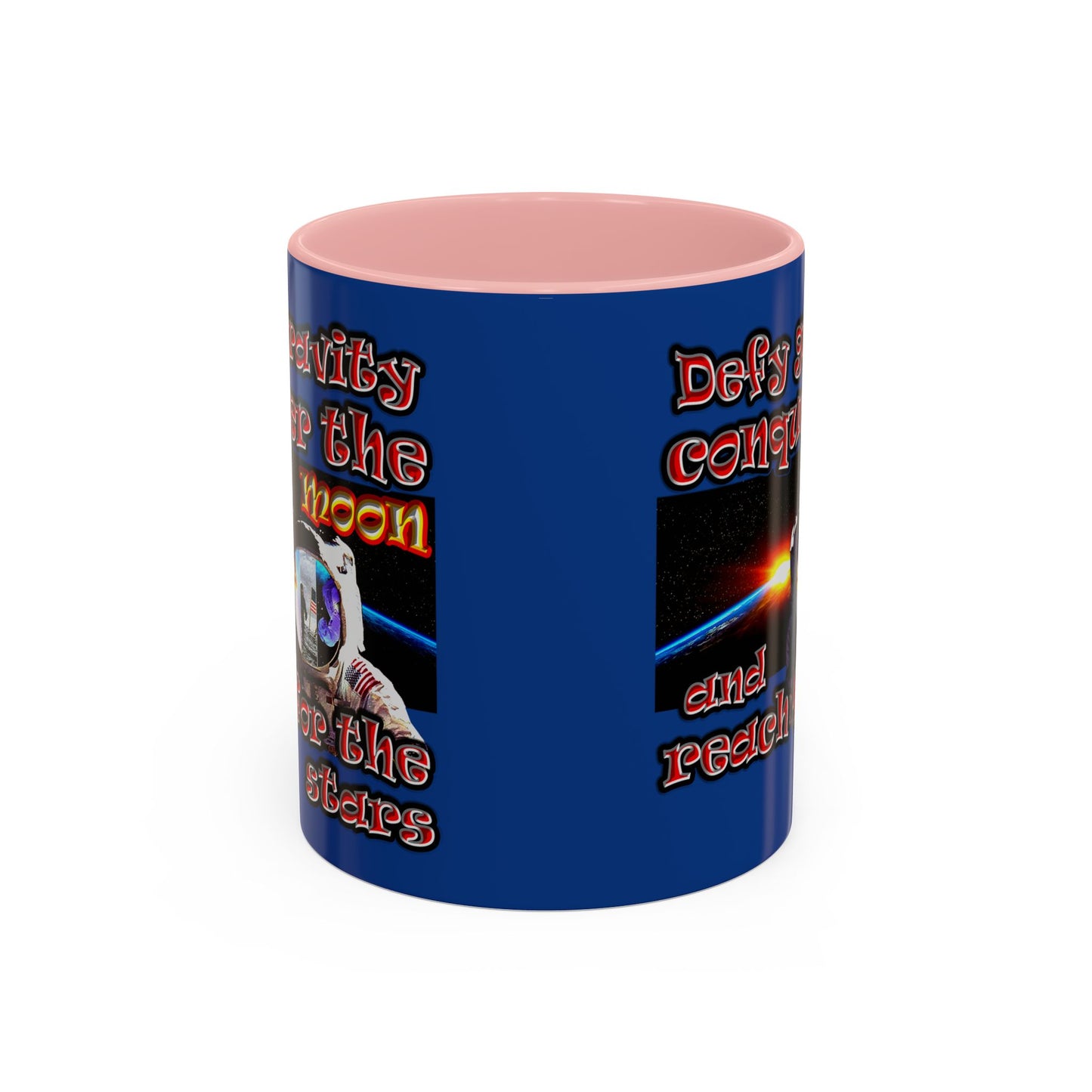 defy conquer reach - Accent Mug (dark blue)