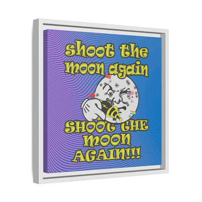 shoot the moon again - framed canvas art (light blue-purple wave)