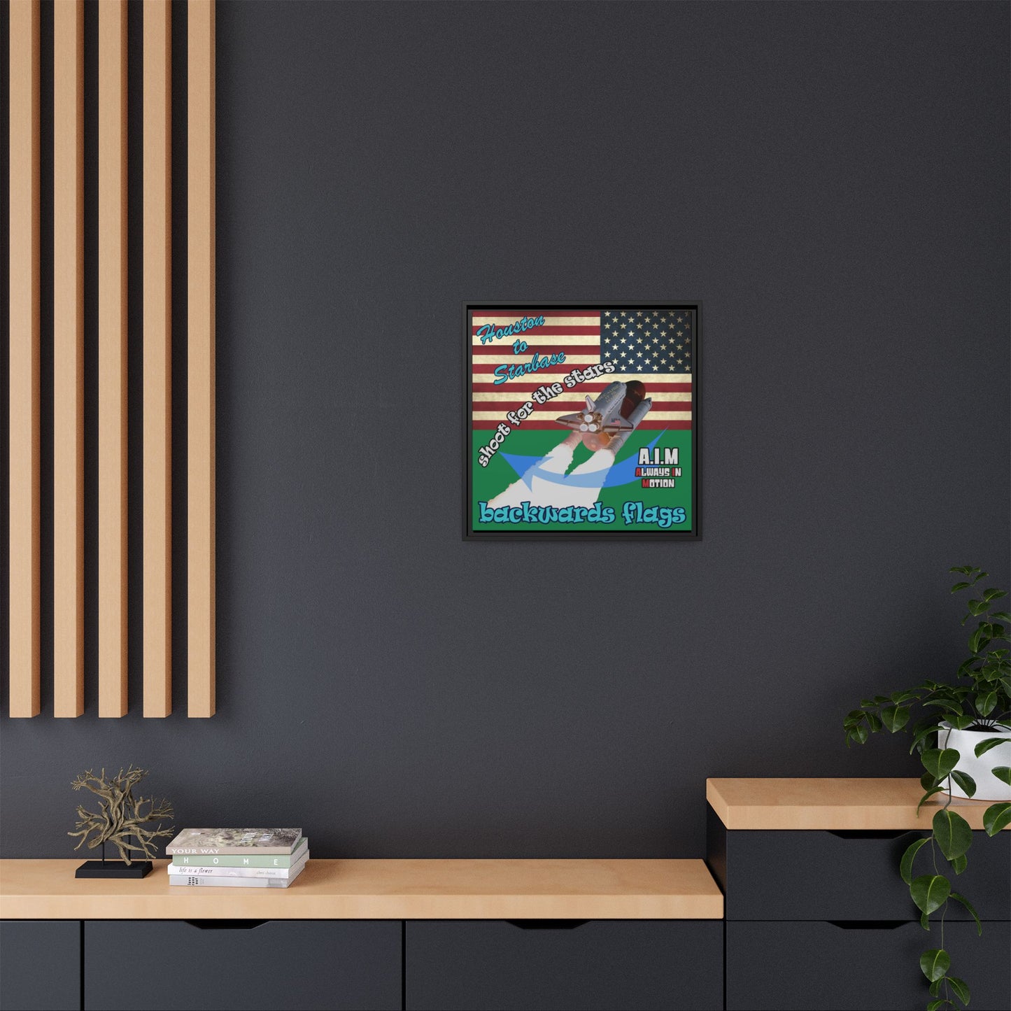 shoot for the stars - framed canvas art (dark green)