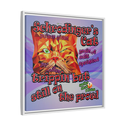 schrodinger's cat - framed canvas art (light blue-pink wave)