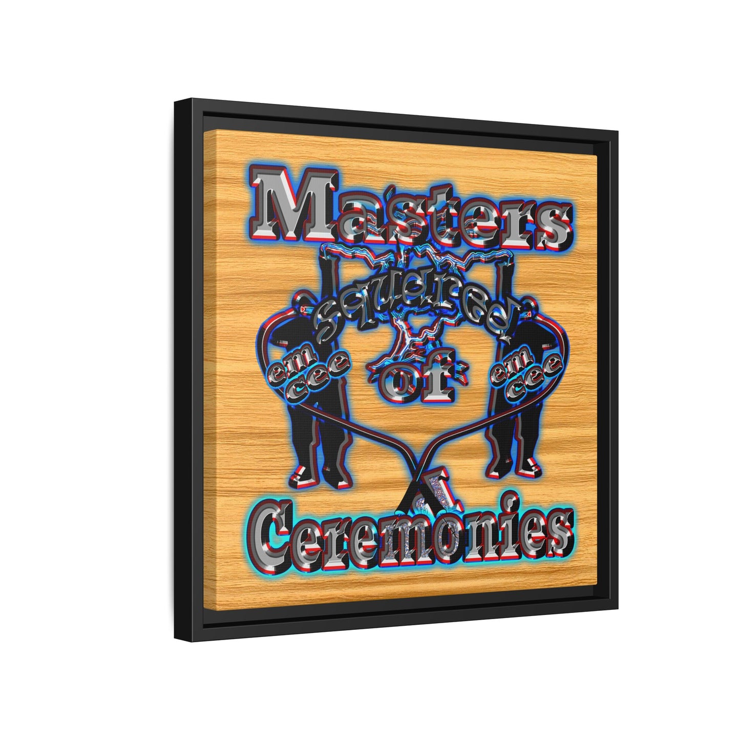 em cee squared - framed canvas art (butterscotch wood finish)