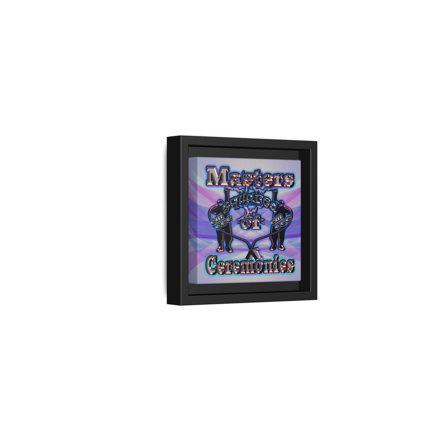 em cee squared - framed canvas art (light blue-pink wave)