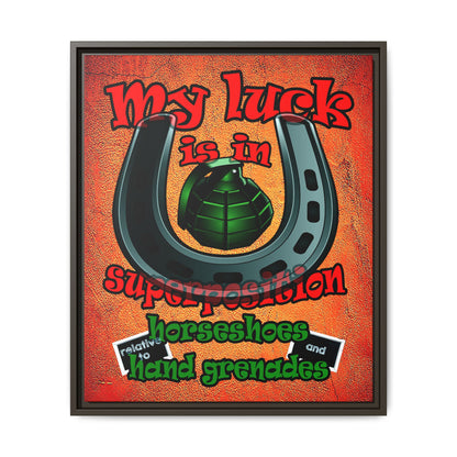 my luck - framed canvas art (burnt orange)