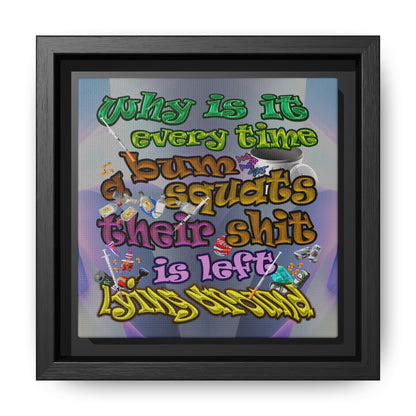 the bum's shit - framed canvas art (grey-pink wave)