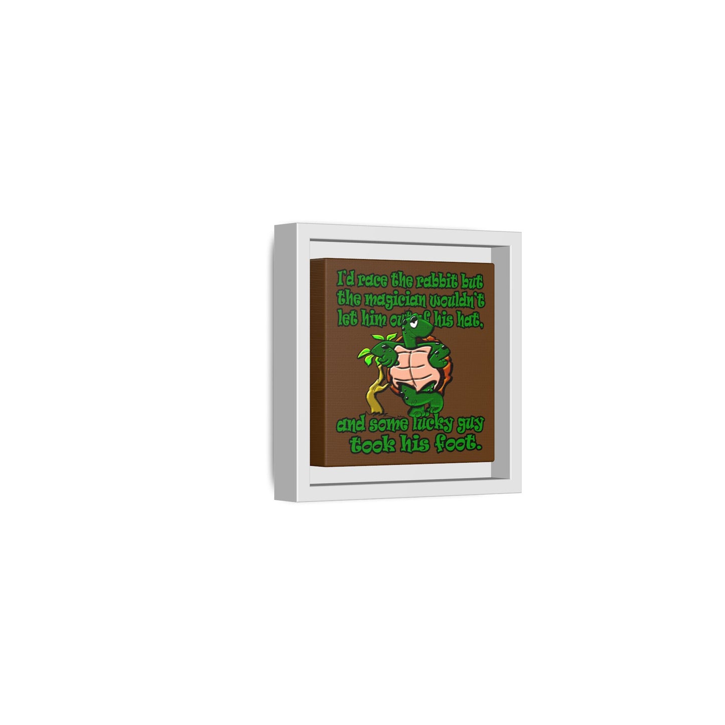turtle race - framed canvas art (brown)