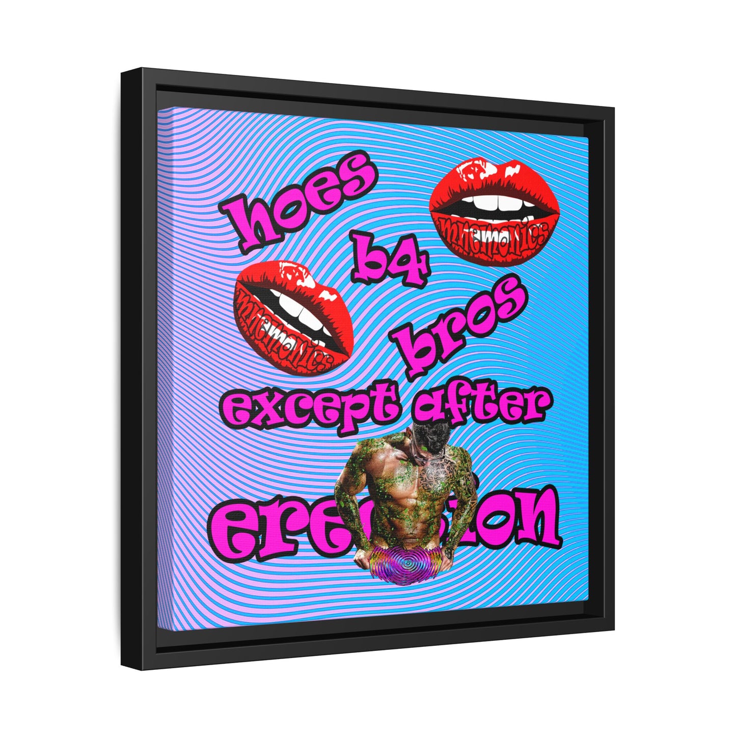 hoes b4 bros - framed canvas art (light blue-purple wave)