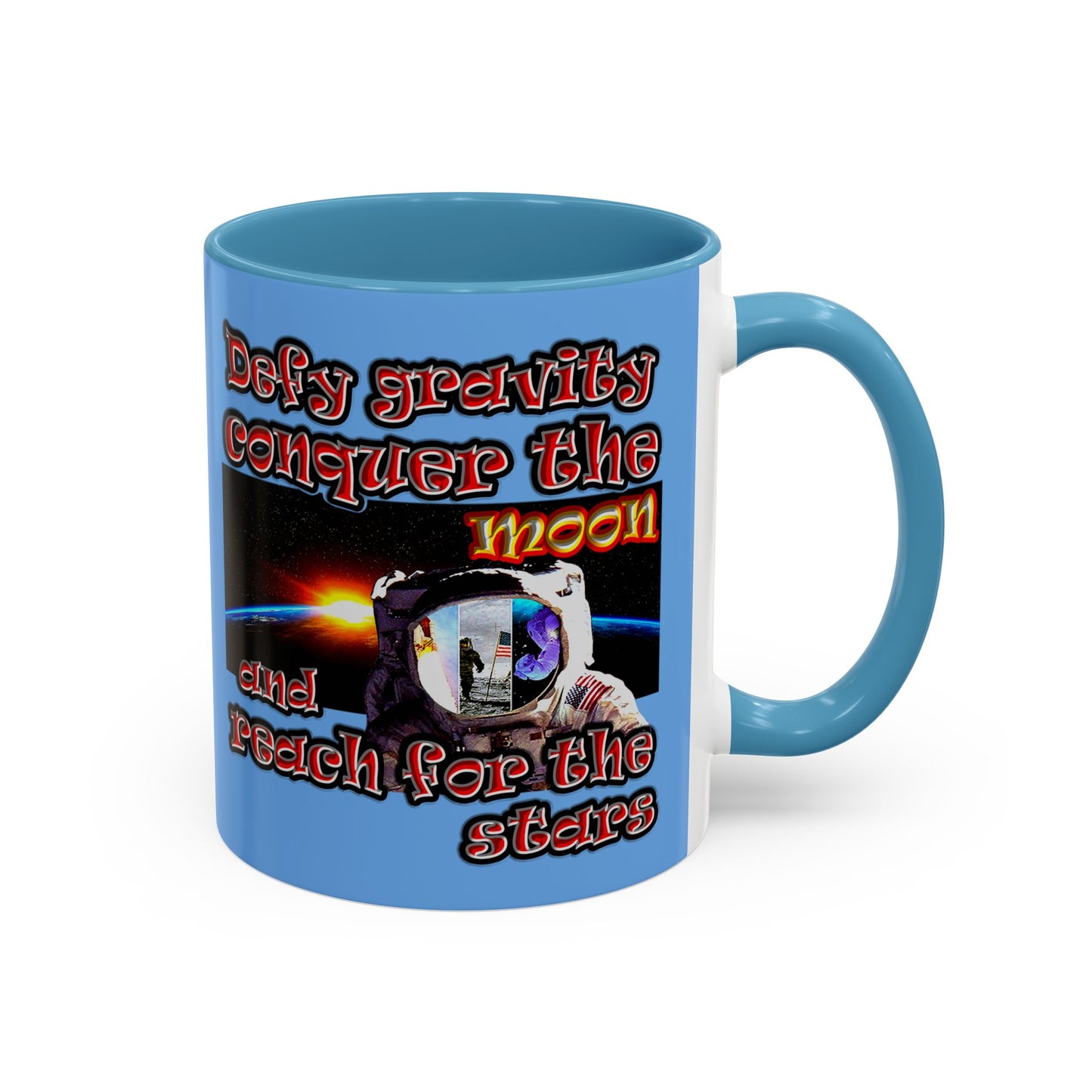defy conquer reach - Accent Mug (light blue)