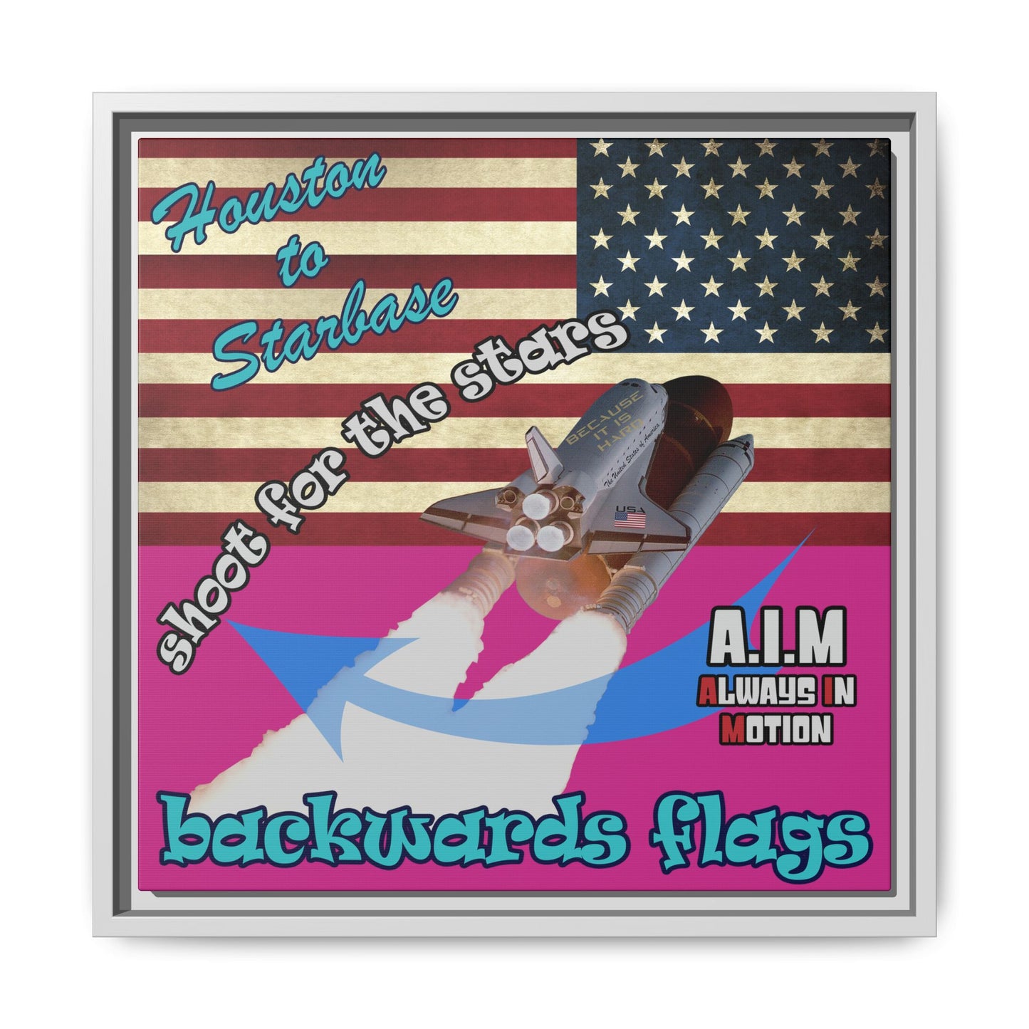 shoot for the stars - framed canvas art (pink)