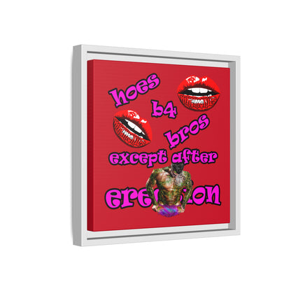 hoes b4 bros - framed canvas art (dark red)
