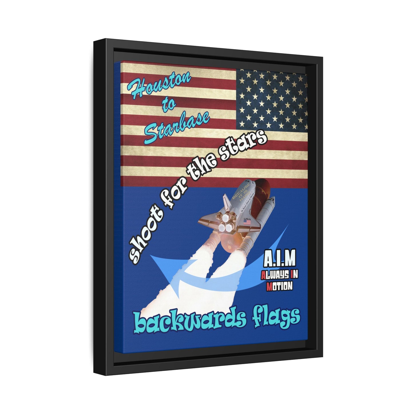 shoot for the stars - framed canvas art (dark blue)