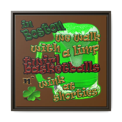 celtics logo - framed canvas art (brown)