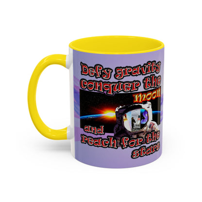 defy conquer reach - Accent Mug (light blue-pink wave)
