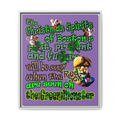christmas spirits of boston - framed canvas art (light purple)