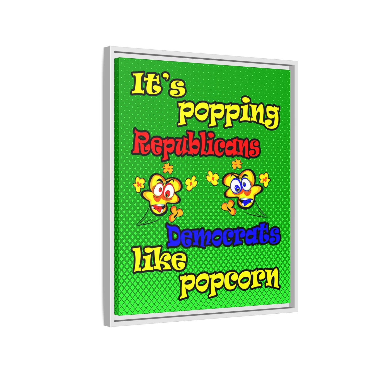 popping like popcorn - framed canvas art (logo green)