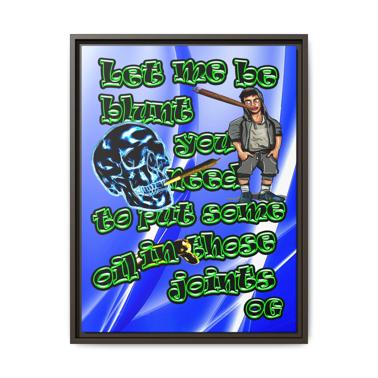 og - framed canvas art (blue-white wave)