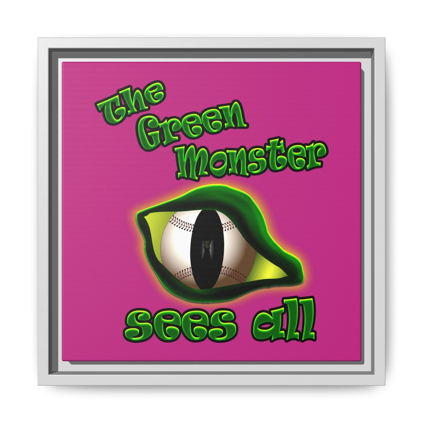 green monster - framed canvas art (pink)