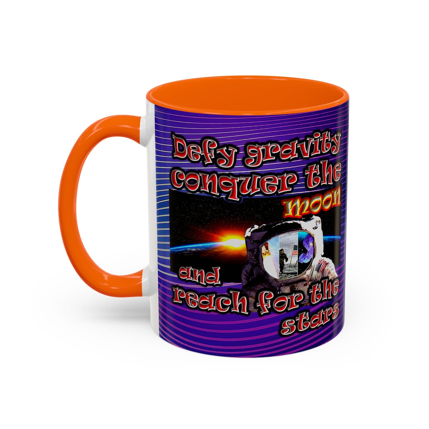 defy conquer reach - Accent Mug (purple wave)
