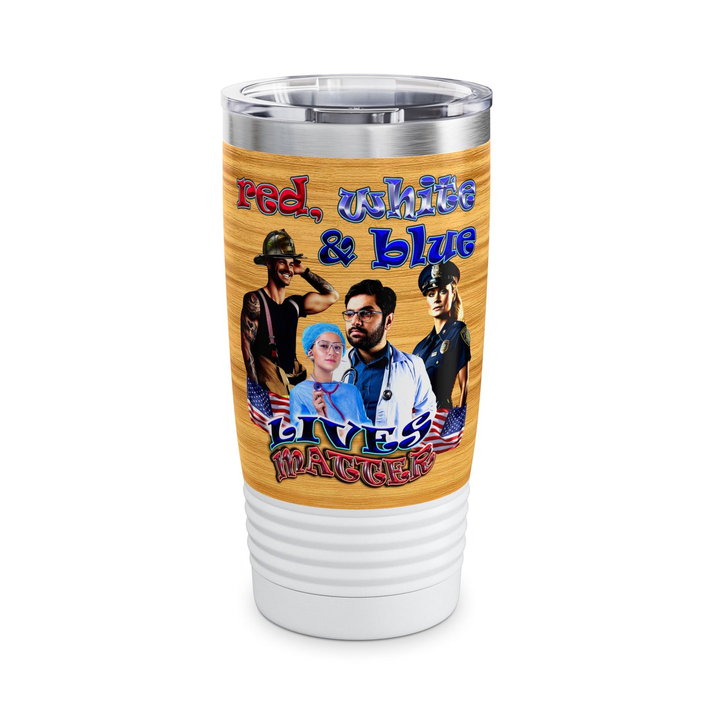 rw&b lives matter - Ringneck Tumbler, 20oz (butterscotch wood finish)