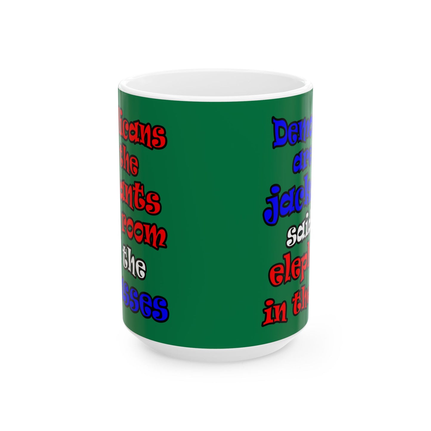 donkeys and elephants - White Mug (dark green)