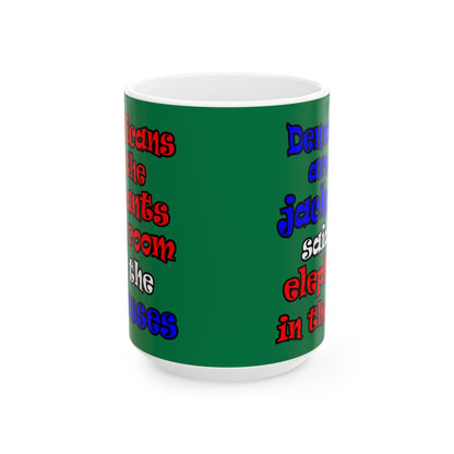 donkeys and elephants - White Mug (dark green)