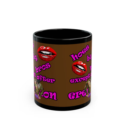 hoes b4 bros - Black Mug (brown)