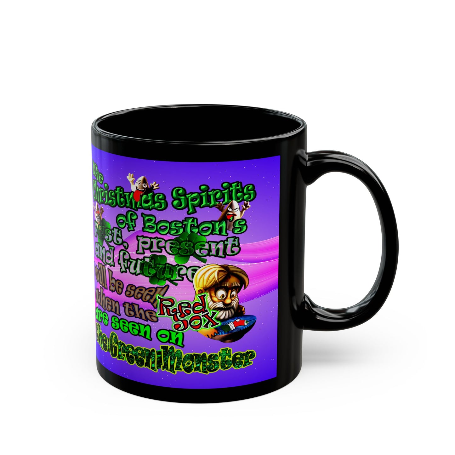 christmas spirits of boston - Black Mug (purple-pink wave)
