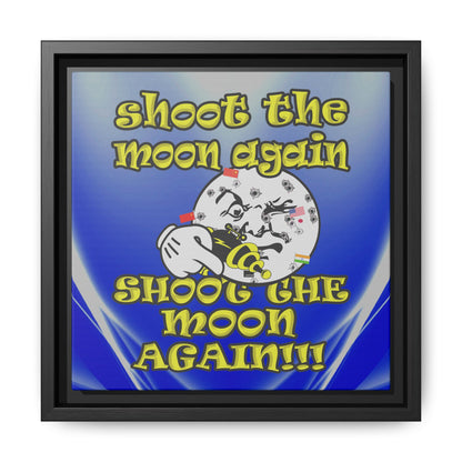 shoot the moon again - framed canvas art (blue-white wave)
