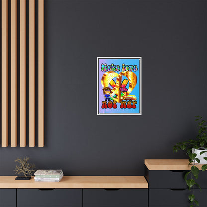 love peace - framed canvas art (light blue-purple wave)