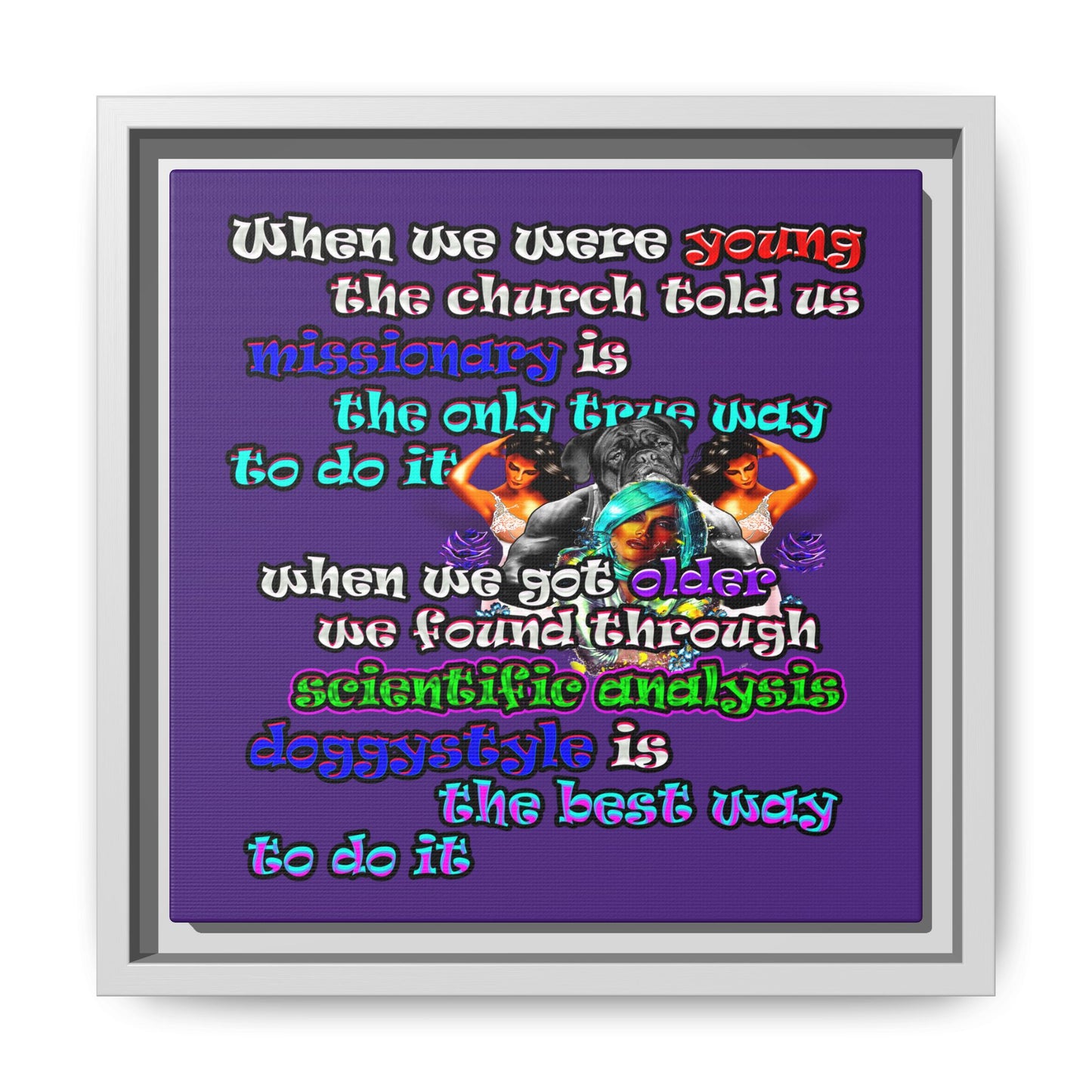 doggystyle - framed canvas art (purple)