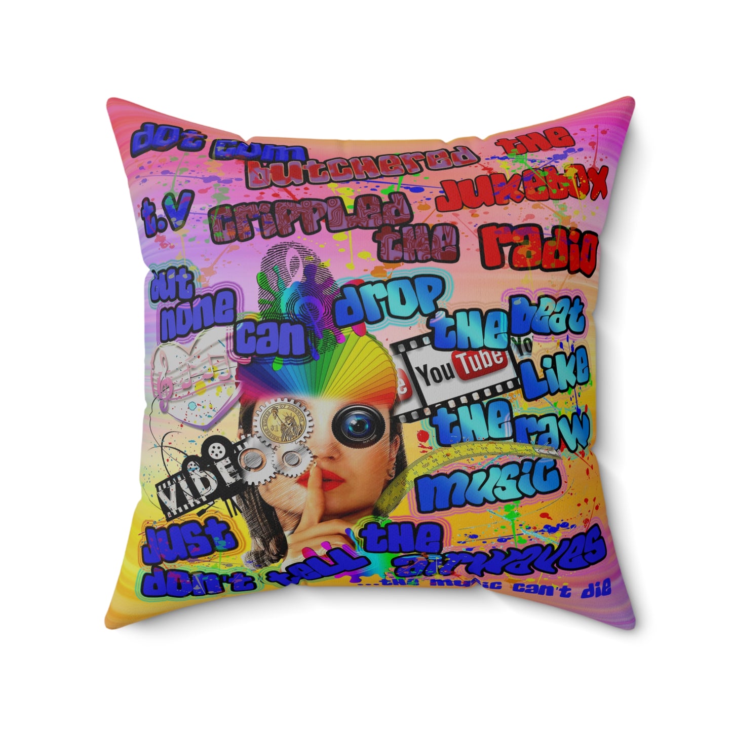 drop the beat - Spun Polyester Square Pillow - (color blur)