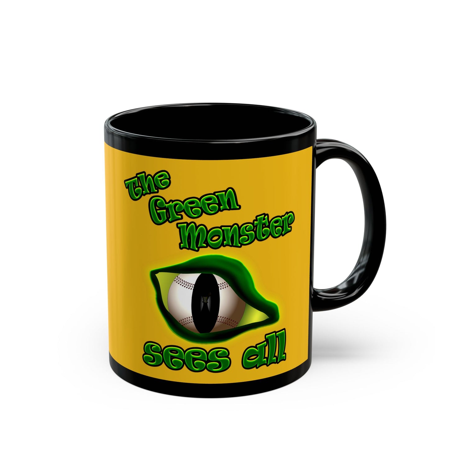 green monster - Black Mug (yellow)