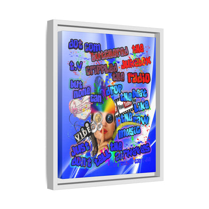 drop the beat - framed canvas art (blue-white wave)