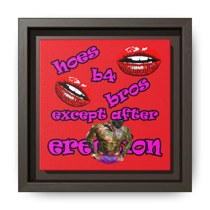 hoes b4 bros - framed canvas art (red)