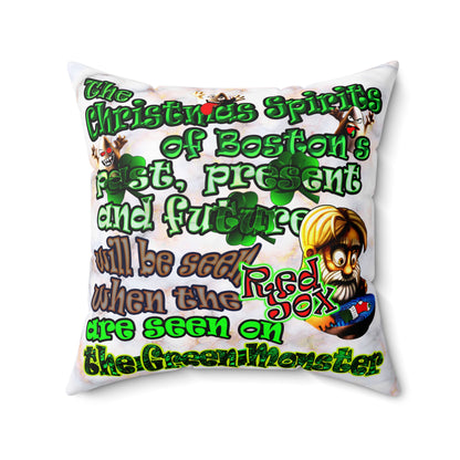 christmas spirits of boston - Spun Polyester Square Pillow - (white marble)