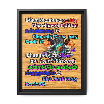 doggystyle - framed canvas art (butterscotch wood finish)