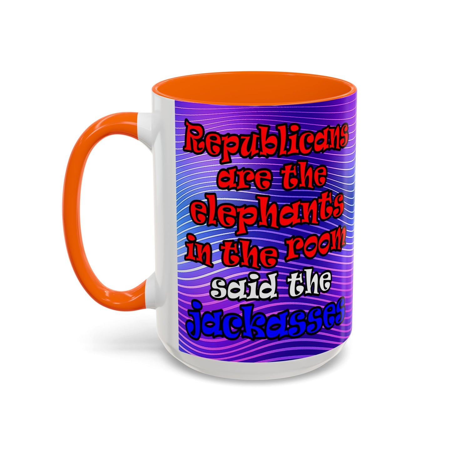 donkeys and elephants - Accent Mug (purple wave)