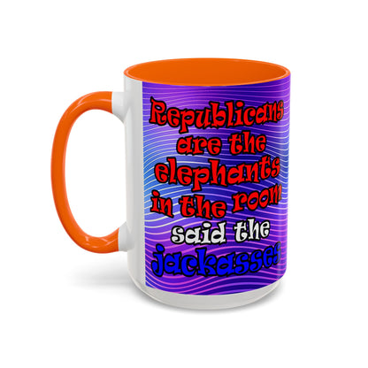 donkeys and elephants - Accent Mug (purple wave)